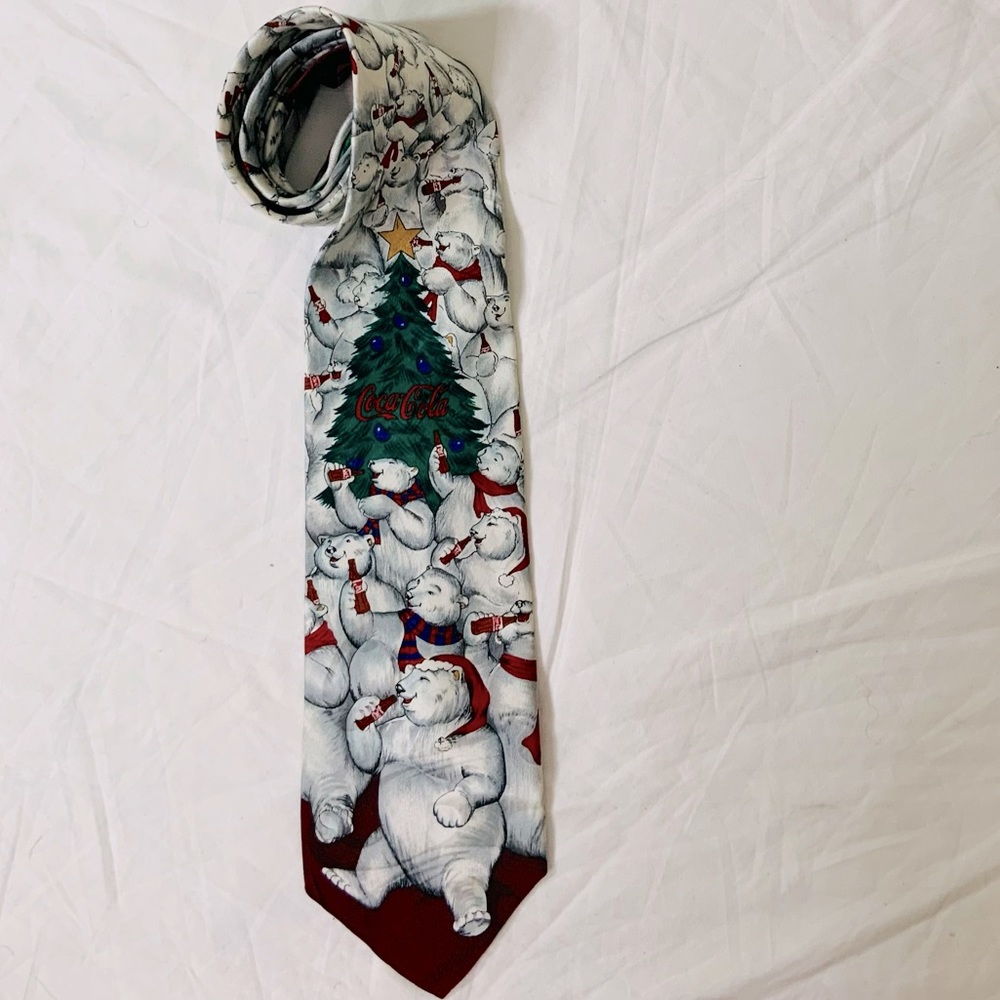 VINTAGE Coca-Cola Festive Holiday Pattern Tie UNISEX